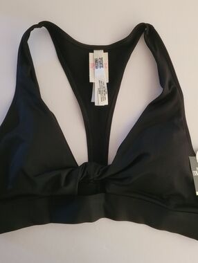 Victorias Secret PINK Gym to Swim Black Hybrid Padded Sports Bra Swim Top L New